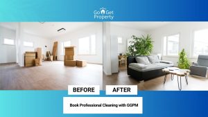 Professional cleaner wiping down a sparkling kitchen counter during move-out cleaning